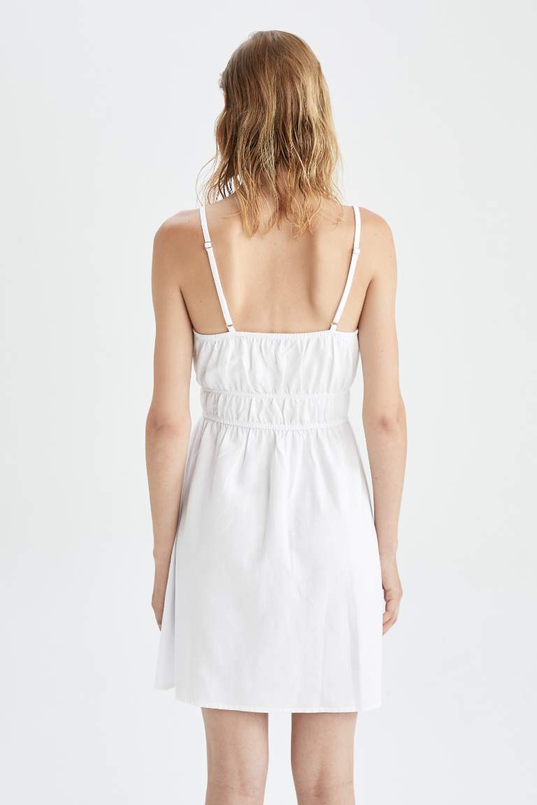 A Line Strap Linen Blend Mini Dress