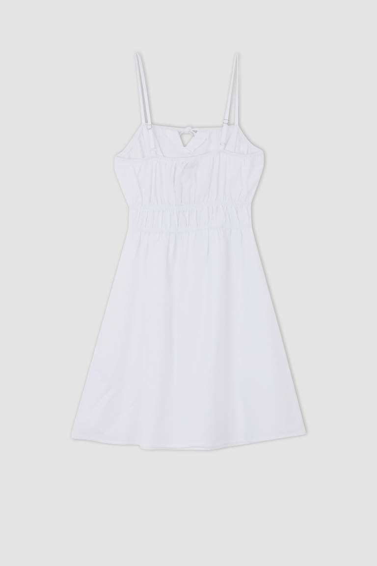 A Line Strap Linen Blend Mini Dress