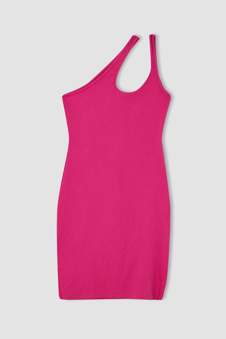 Coool Bodycon Basic One-Shoulder Camisole Mini Dress