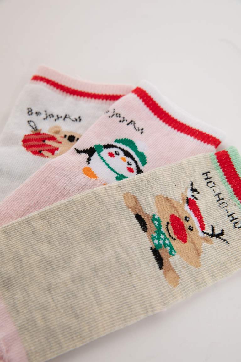 Baby Girl Christmas Themed 3 Pack Cotton Long Socks