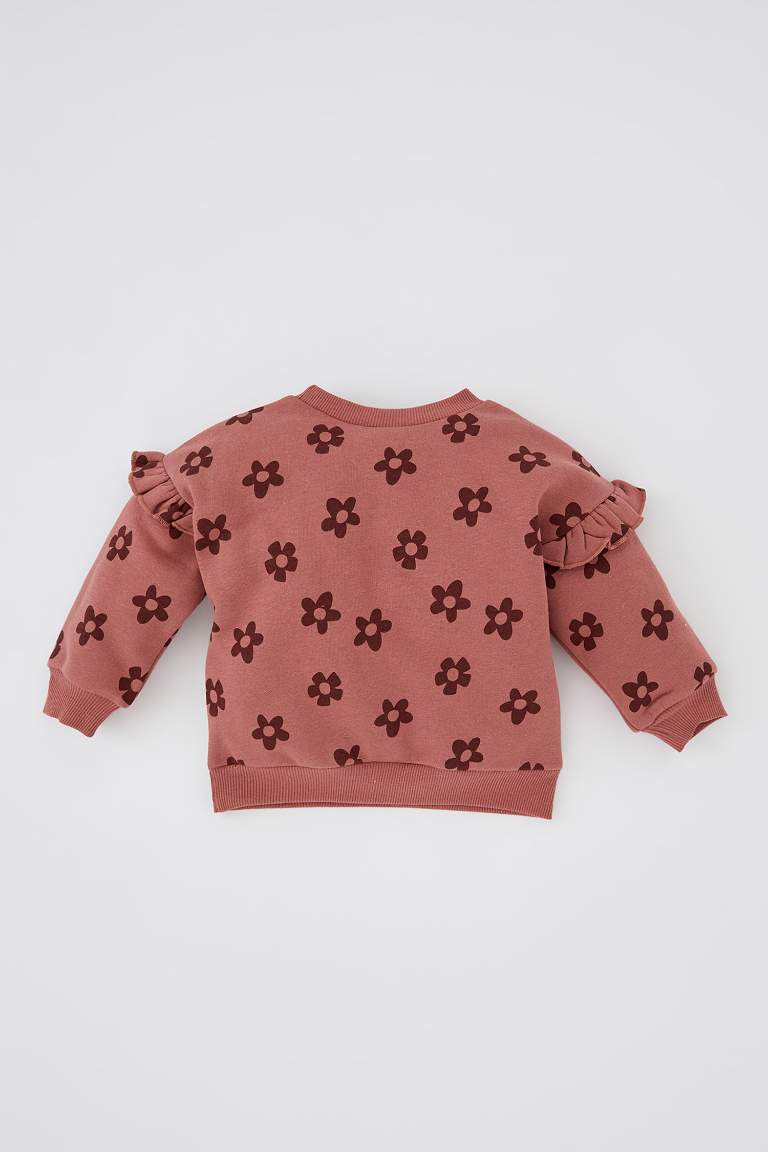 Regular Fit Flower Crew Neck Sweatshirt