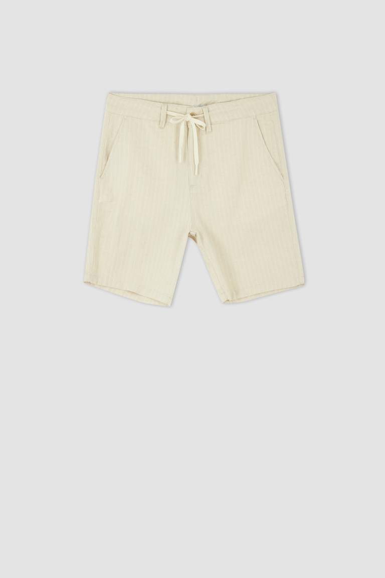 Slim Fit Keten Karışımlı Şort
