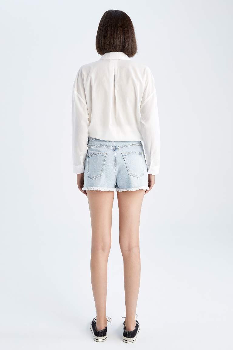 Jean Normal Waist Cut Ended Trousers Shorts