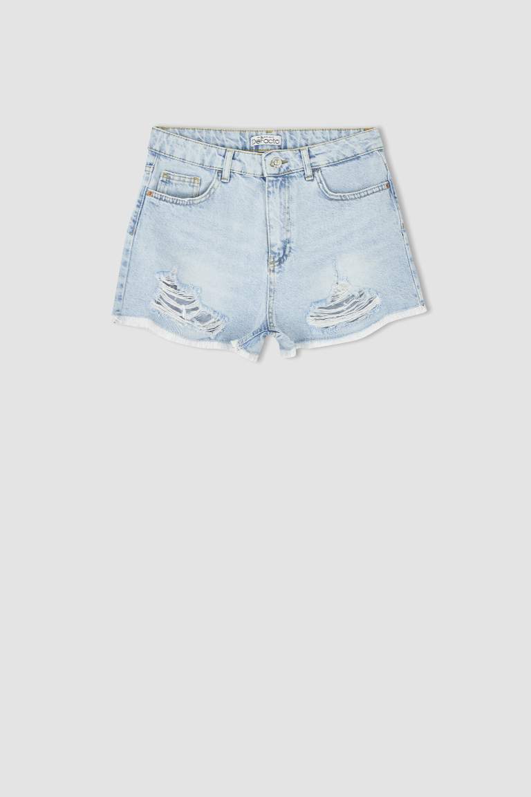 Jean Normal Waist Cut Ended Trousers Shorts