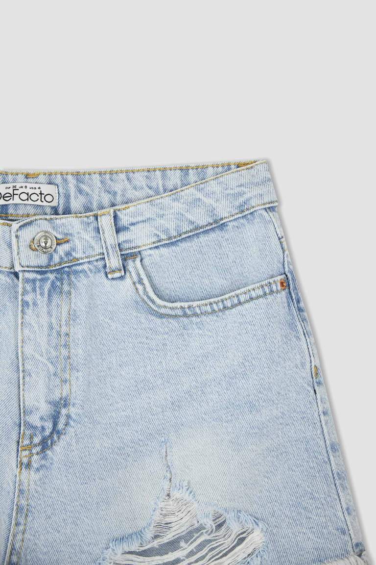 Jean Normal Waist Cut Ended Trousers Shorts