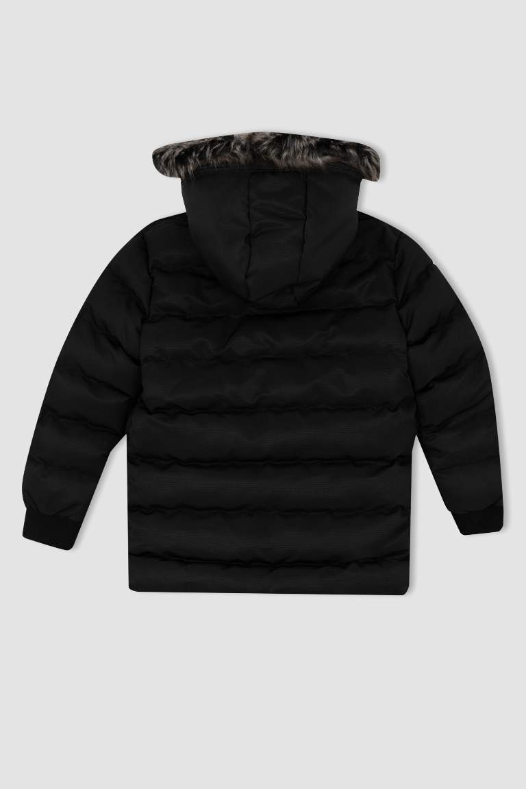 Erkek Çocuk Kapüşonlu Pelüş Astar Parka