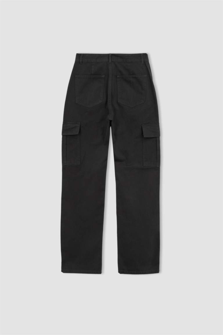 Anthracite WOMAN Straight Fit Gabardine Cargo Pants 2771911 DeFacto