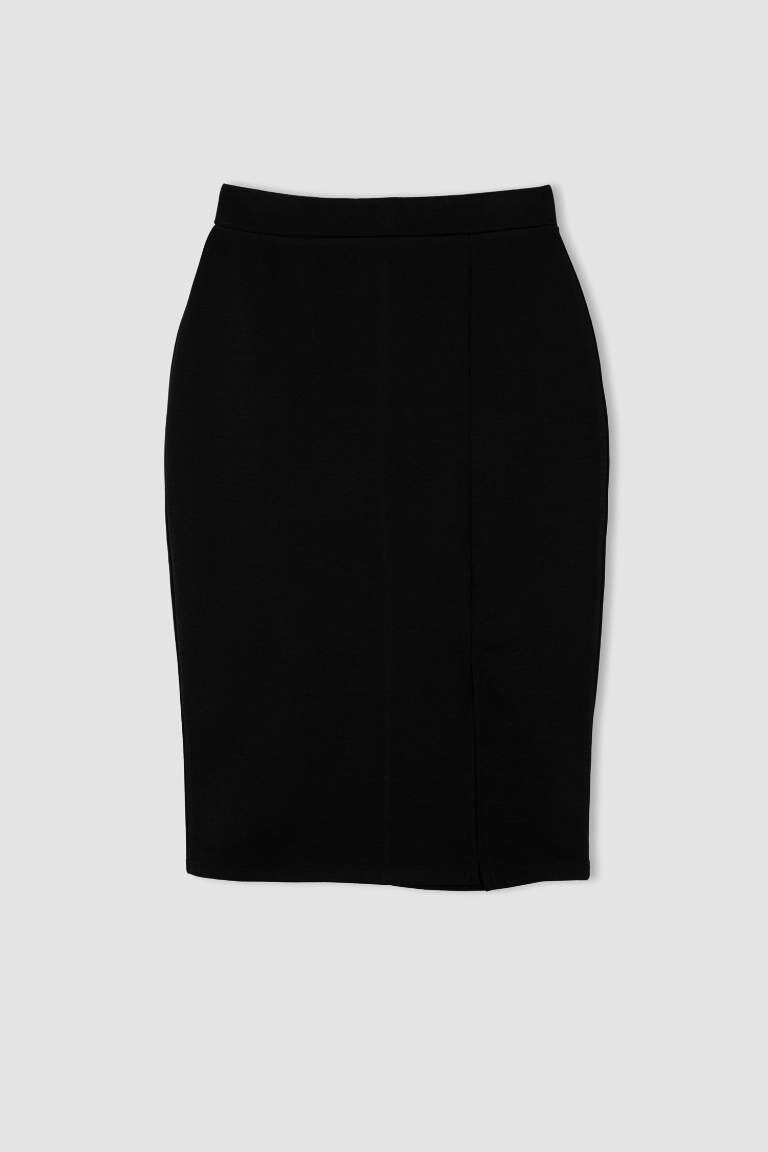 Black WOMAN Basic Slit Detailed Midi Pencil Skirt 2657201 | DeFacto