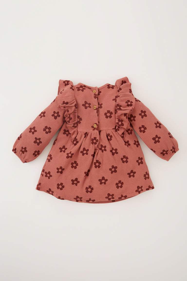 Regular Fit Flower Long Sleeve Knitted Dress
