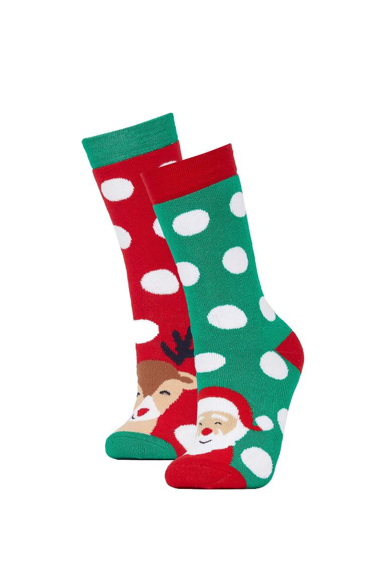 Women Christmas Themed 2 Piece Cotton Towel Socks