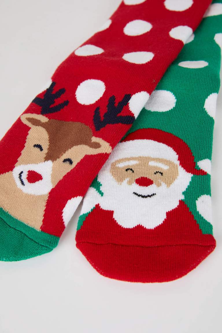 Women Christmas Themed 2 Piece Cotton Towel Socks