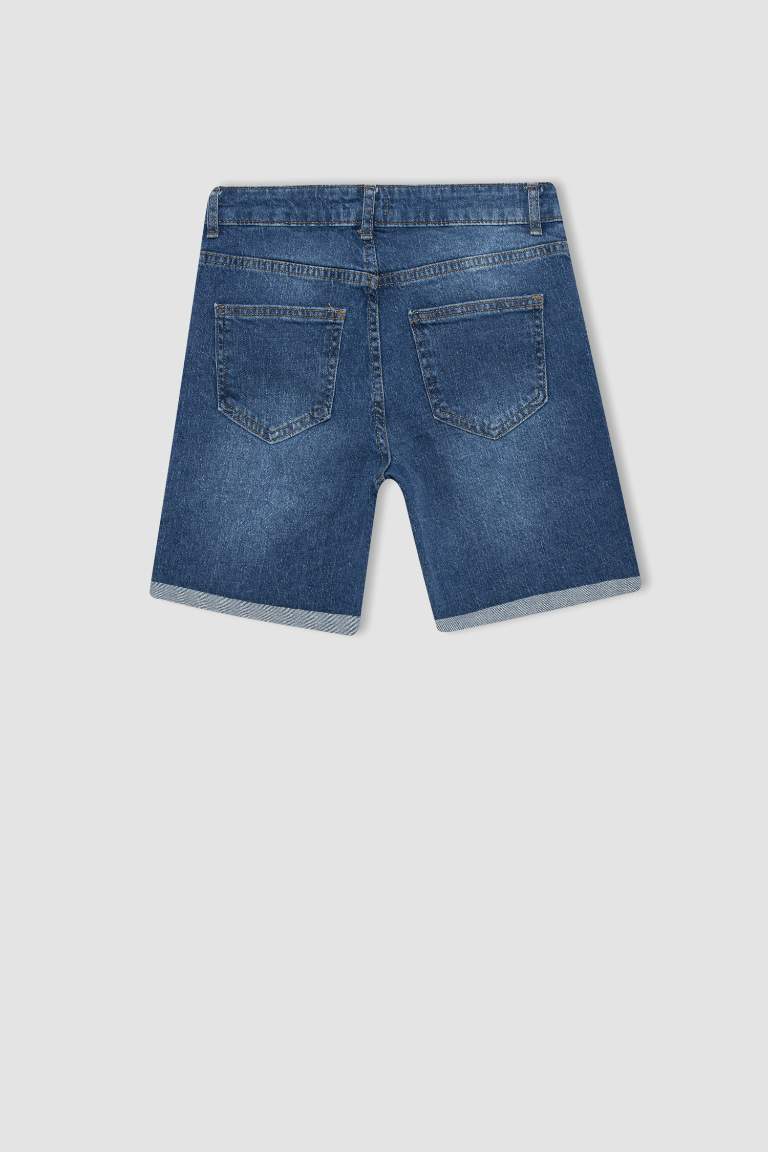 Jean Normal Waist Folded Leg Shorts