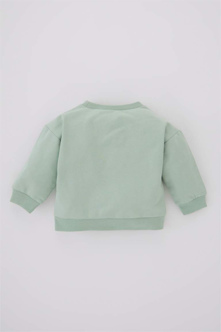 Regular Fit Flower Crew Neck Sweatshirt