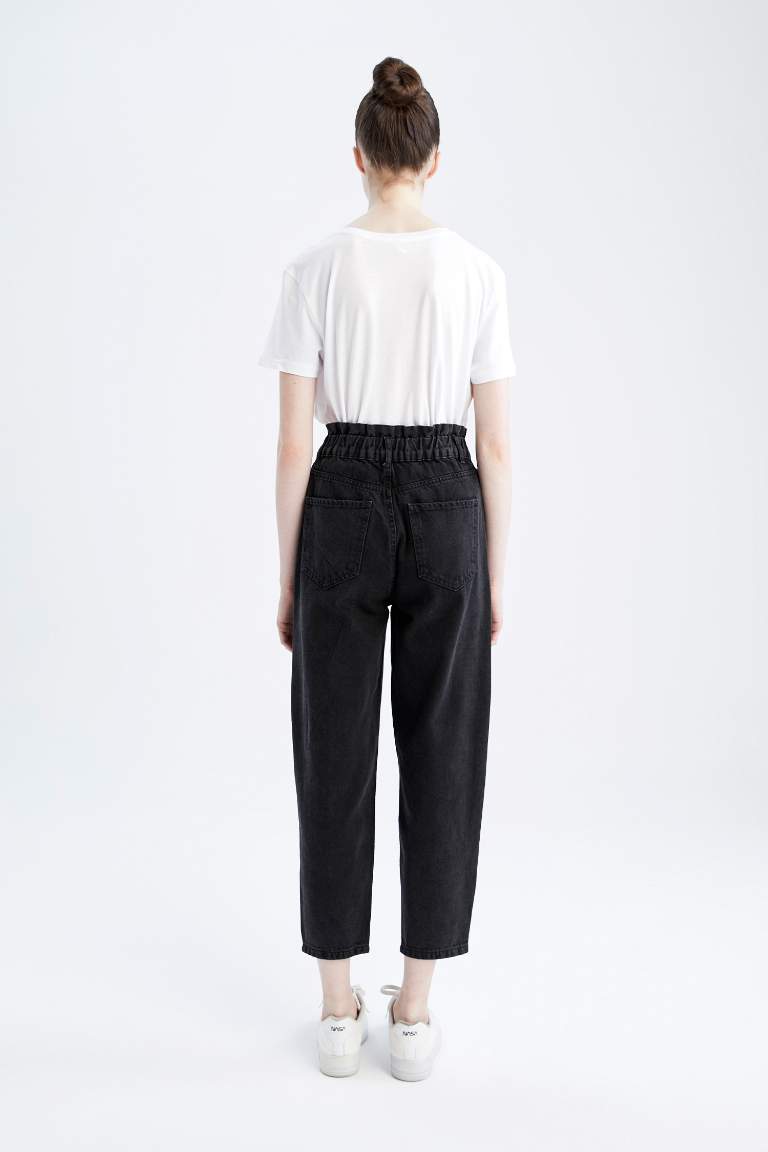 Paperbag Fit High Waist Jean  Cotton Trousers