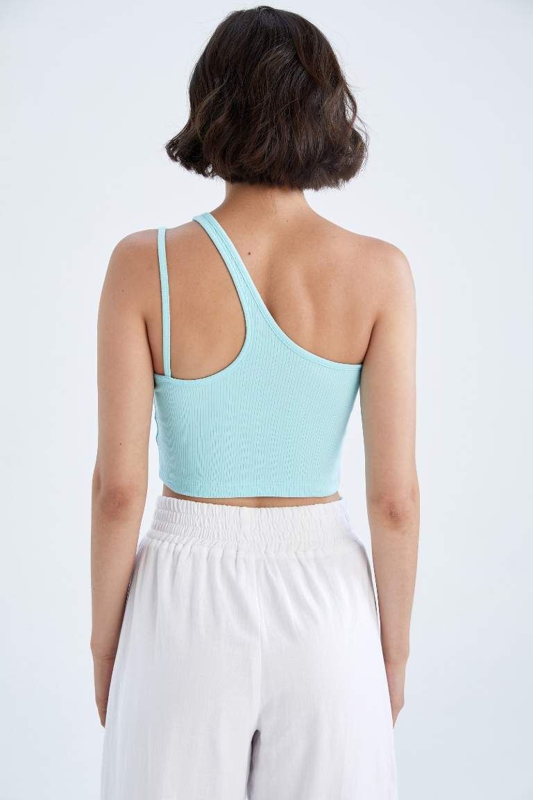 Slim Fit One-Shoulder Ribbed Camisole Singlet