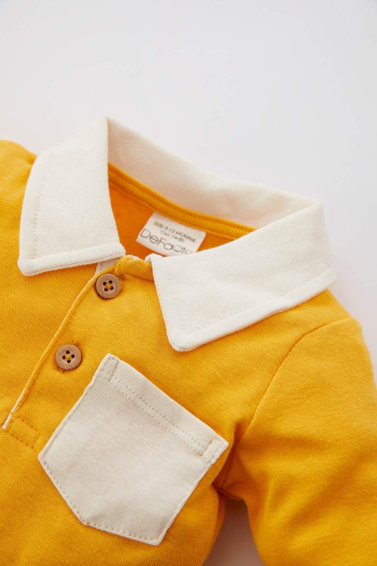 Erkek Bebek Polo Yaka Uzun Kollu Çıtçıtlı Body