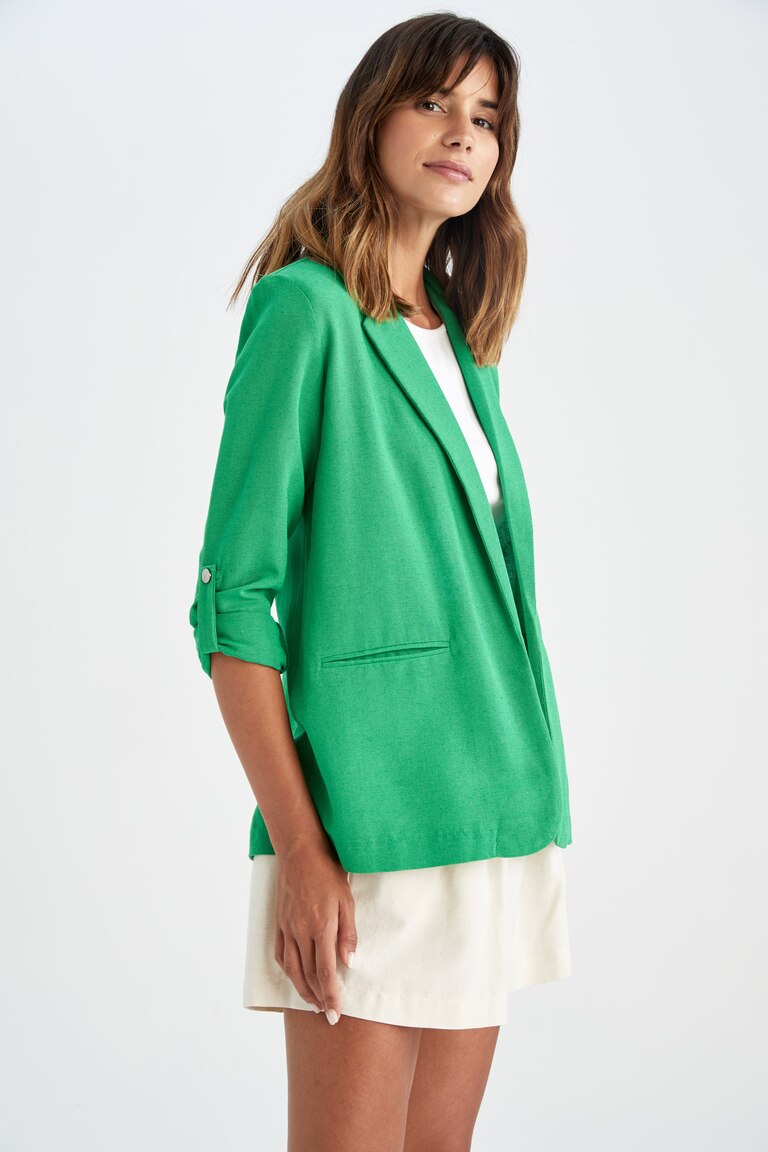 Veste En Lin Mélangé Claudia Strater Taille 38 (UK12) Verte - Occasion Très Bon état