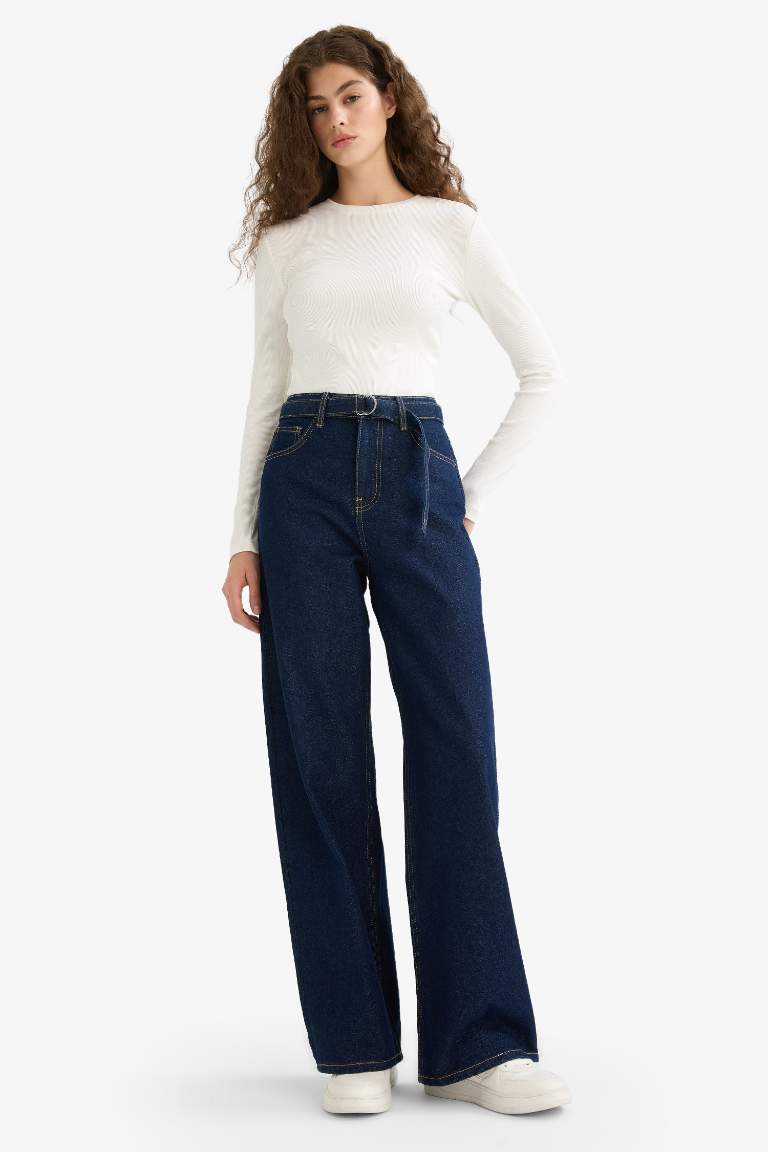 Fitted Crew Neck Ribbed Camisole Long Sleeve T-Shirt