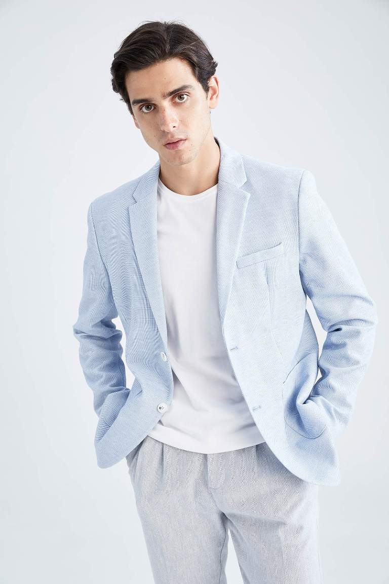 Slim Fit Dar Kesim Astarlı Blazer Ceket