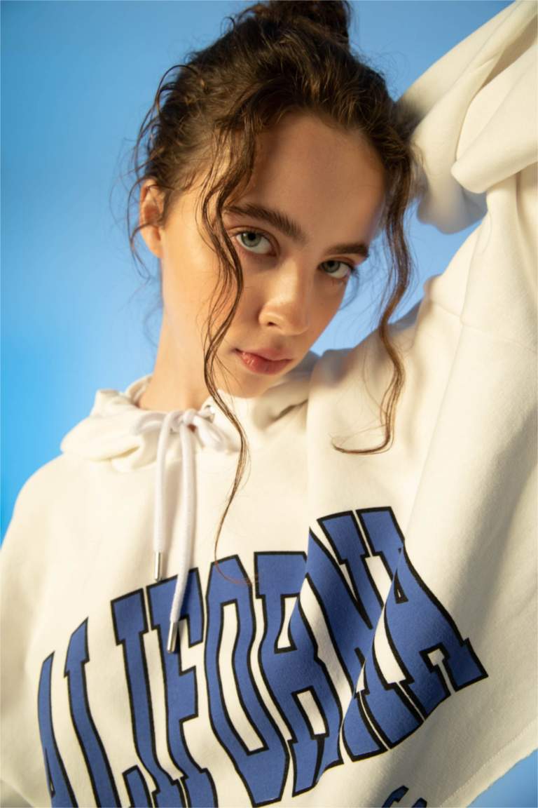 Oversize Fit Printed Long Sleeve Sweatshirt