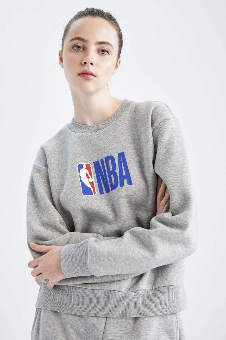 DeFactoFit NBA Standart Fit Bisiklet Yaka Sweatshirt