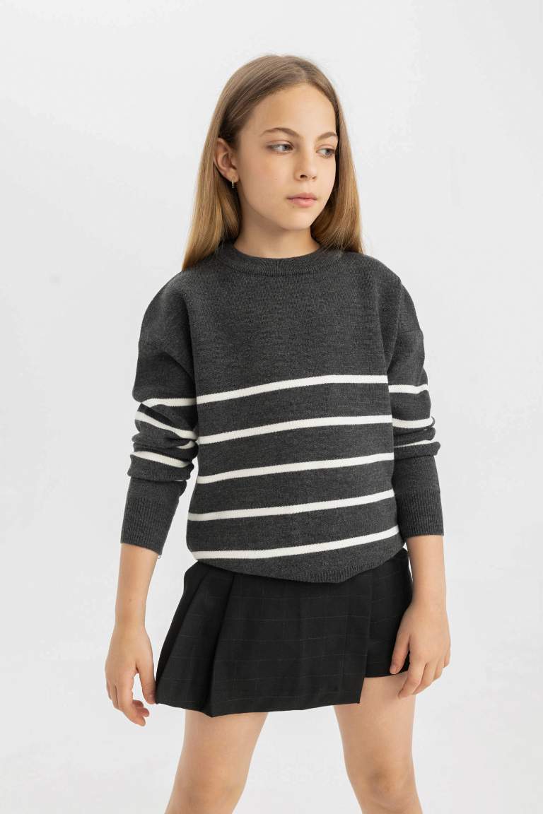 Girl Crew Neck Knit Pullover