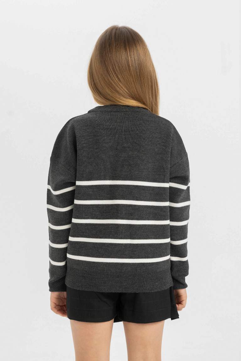 Girl Crew Neck Knit Pullover