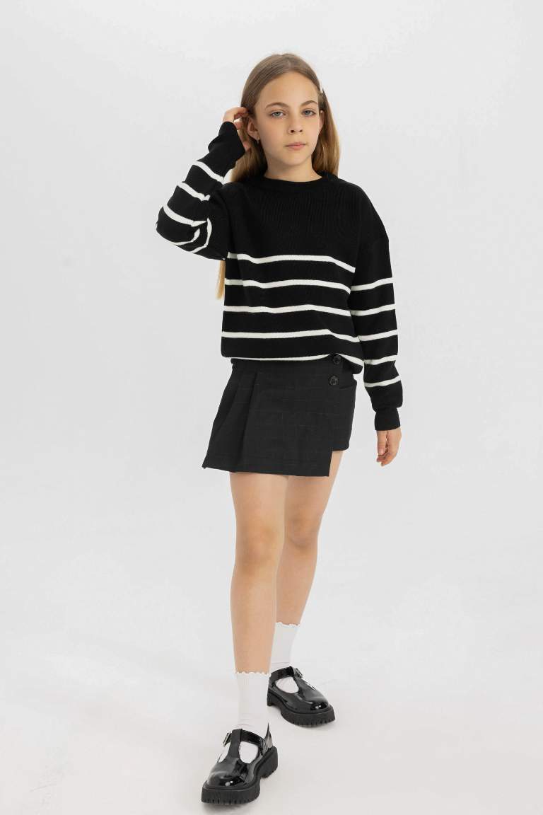 Girl Striped Crew Neck School Pullover