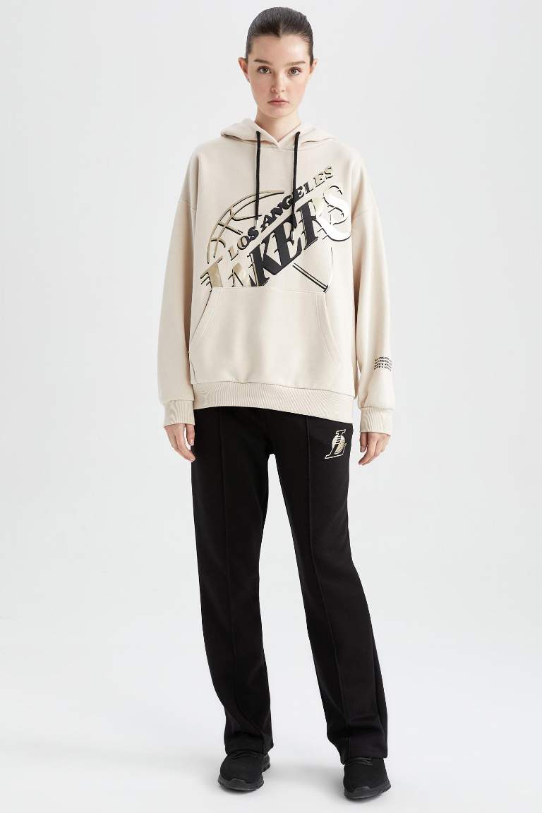 DeFactoFit NBA Los Angeles Lakers Oversize Fit Kapüşonlu Sweatshirt