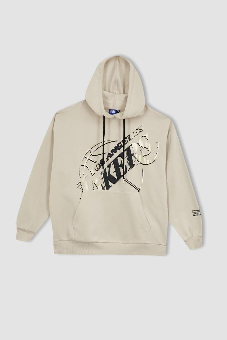 DeFactoFit NBA Los Angeles Lakers Oversize Fit Kapüşonlu Sweatshirt
