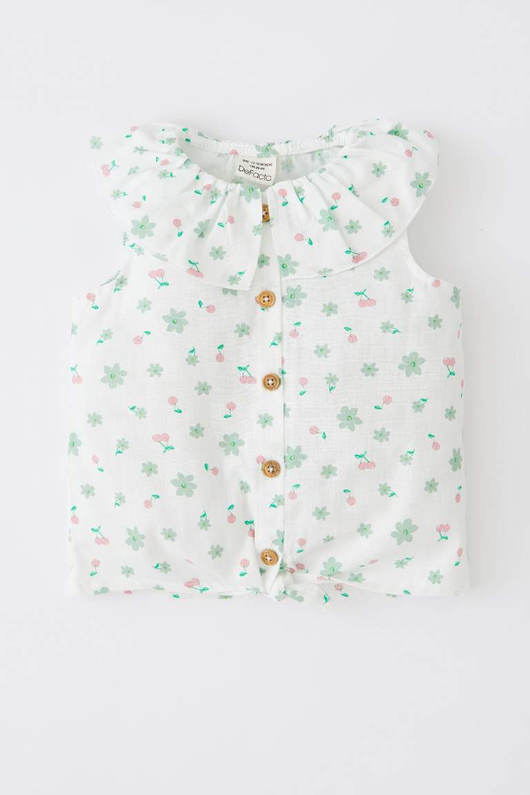 Linen Look Printed Short Sleeve Shirt