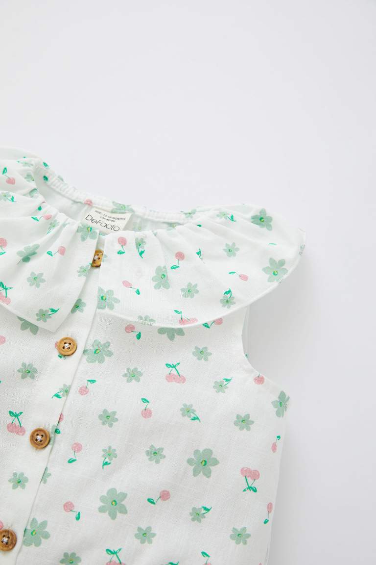 Linen Look Printed Short Sleeve Shirt