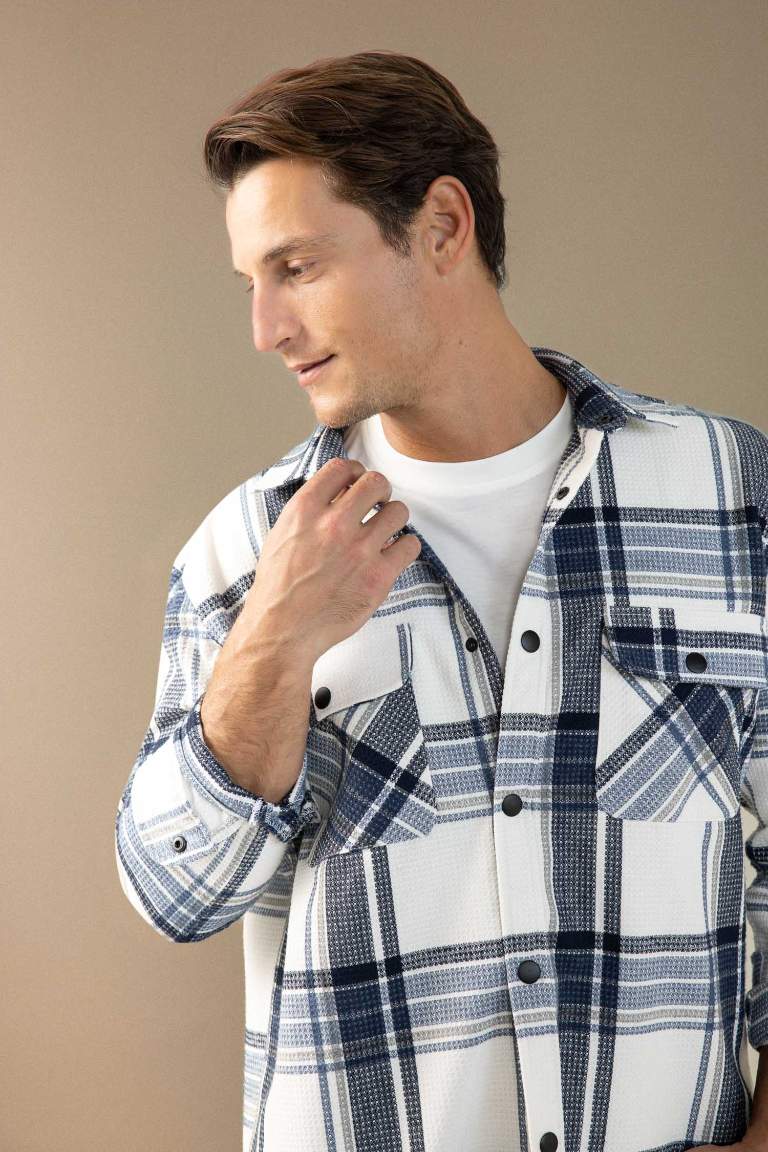 Relax Fit Polo Collar Lumberjack Cotton Shirt