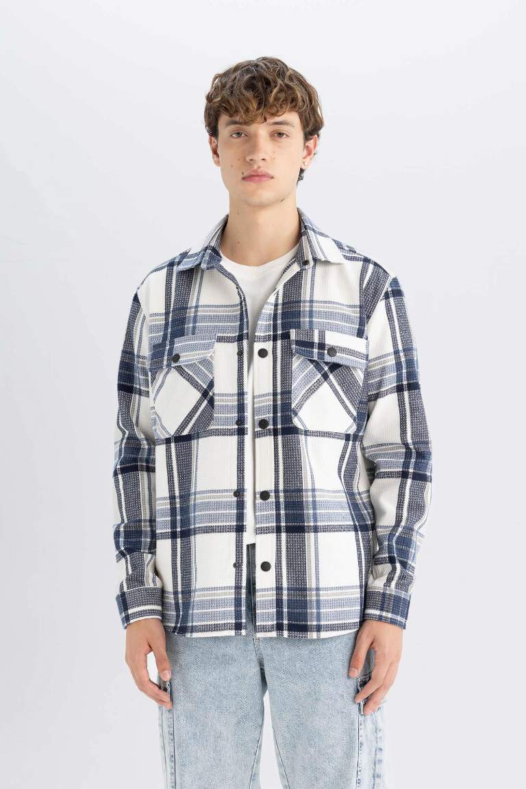 Relax Fit Polo Collar Lumberjack Cotton Shirt