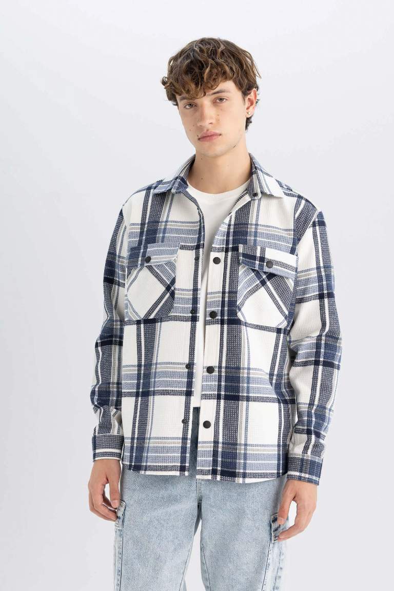 Relax Fit Polo Collar Lumberjack Cotton Shirt