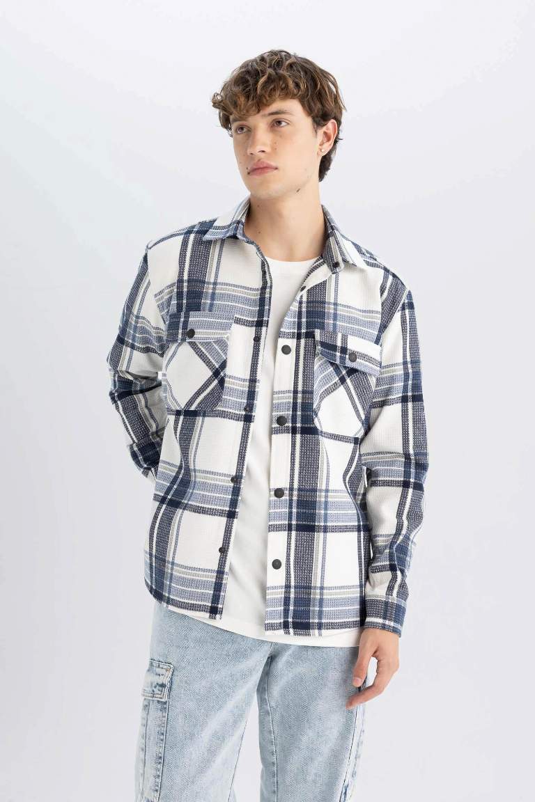 Relax Fit Polo Collar Lumberjack Cotton Shirt