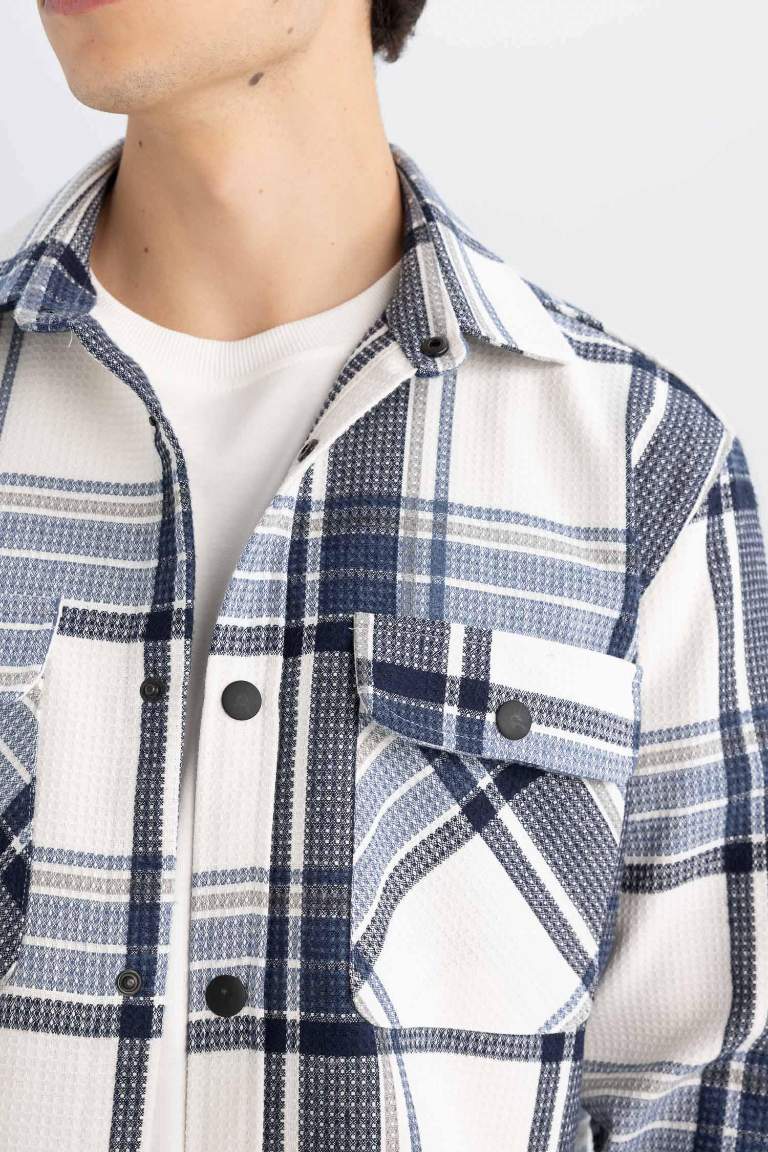 Chemise décontractée à carreaux à Manches Longues en coton