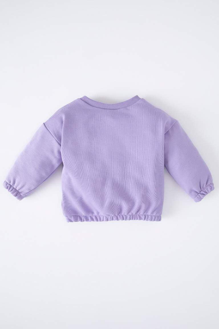 Kız Bebek Bisiklet Yaka Unicorn Baskılı Sweatshirt