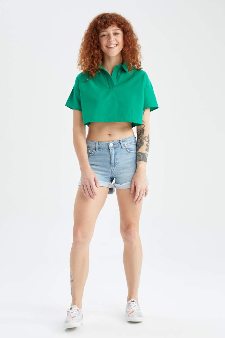 Crop Top Short Sleeve Blouse