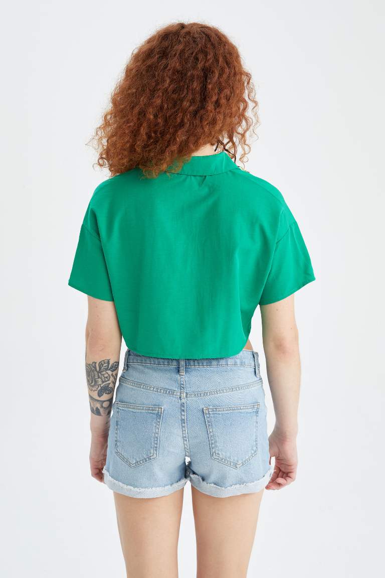 Crop Top Short Sleeve Blouse