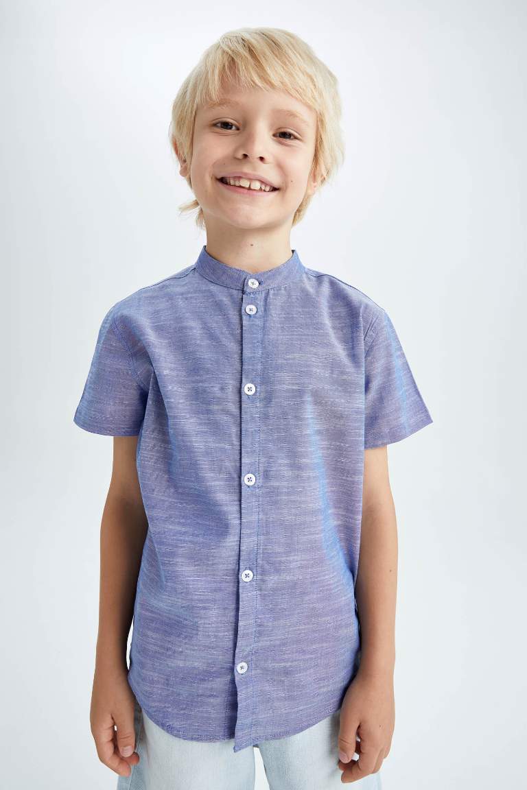 Blue BOYS & TEENS Regular Fit Short Sleeve Shirt 2679872 | DeFacto