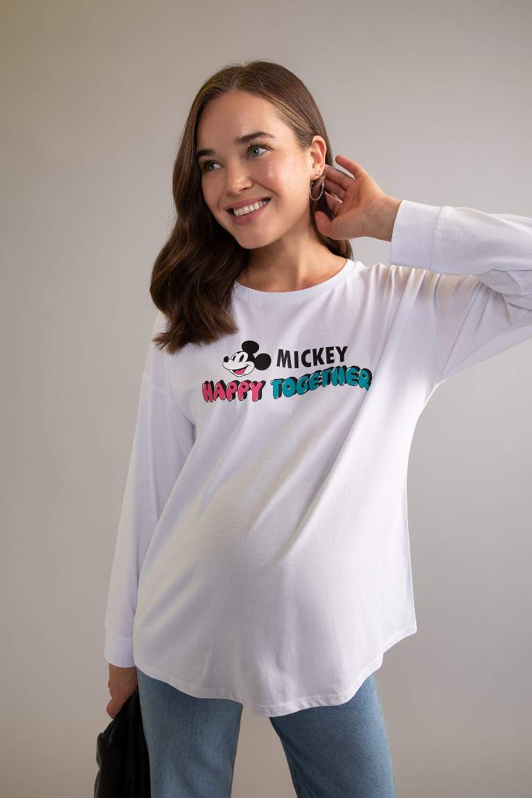 Disney Mickey & Minnie Regular Fit Uzun Kollu %100 Pamuk Tişört