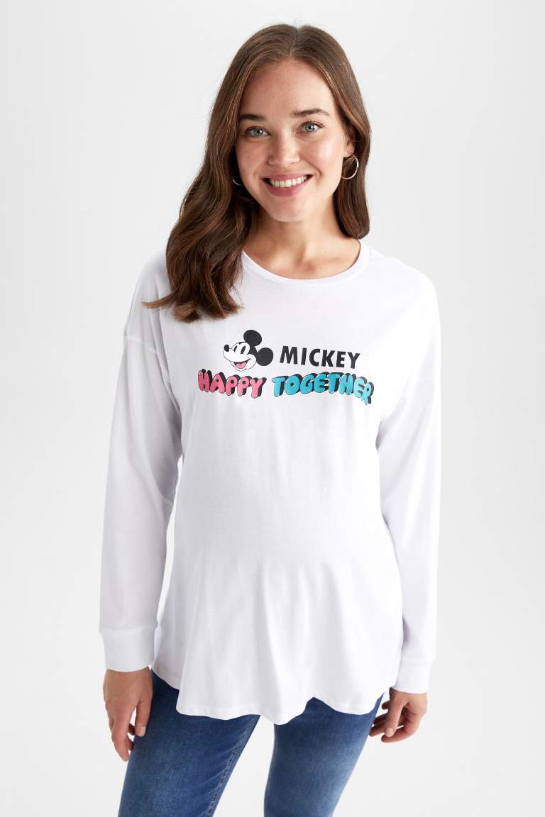 Disney Mickey & Minnie Regular Fit Uzun Kollu %100 Pamuk Tişört