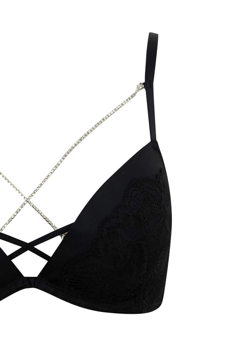Fall in Love Taş Dantel Detaylı Dolgulu Tişört Sütyen