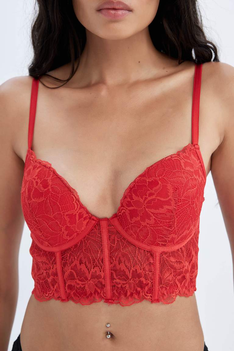 Fall in Love Push Up Dolgulu Dantelli Büstiyer Sütyen