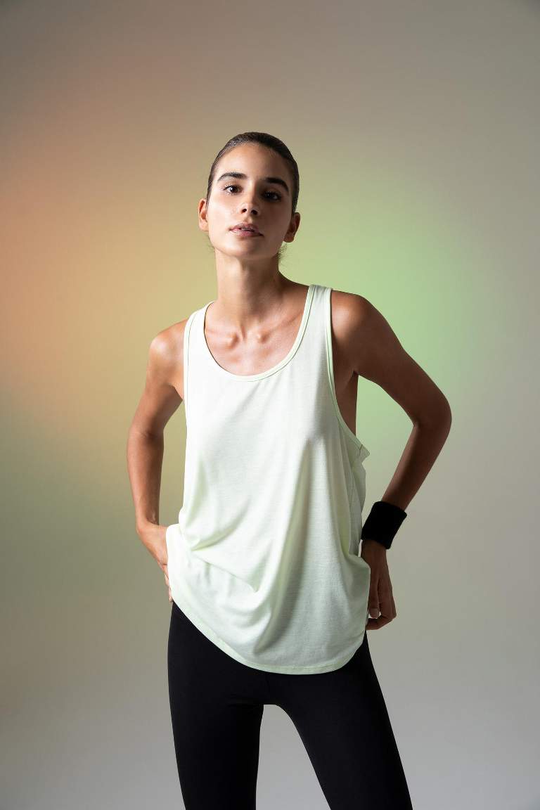 DeFactoFit Standard Fit Crew-Neck Combed Tank Top