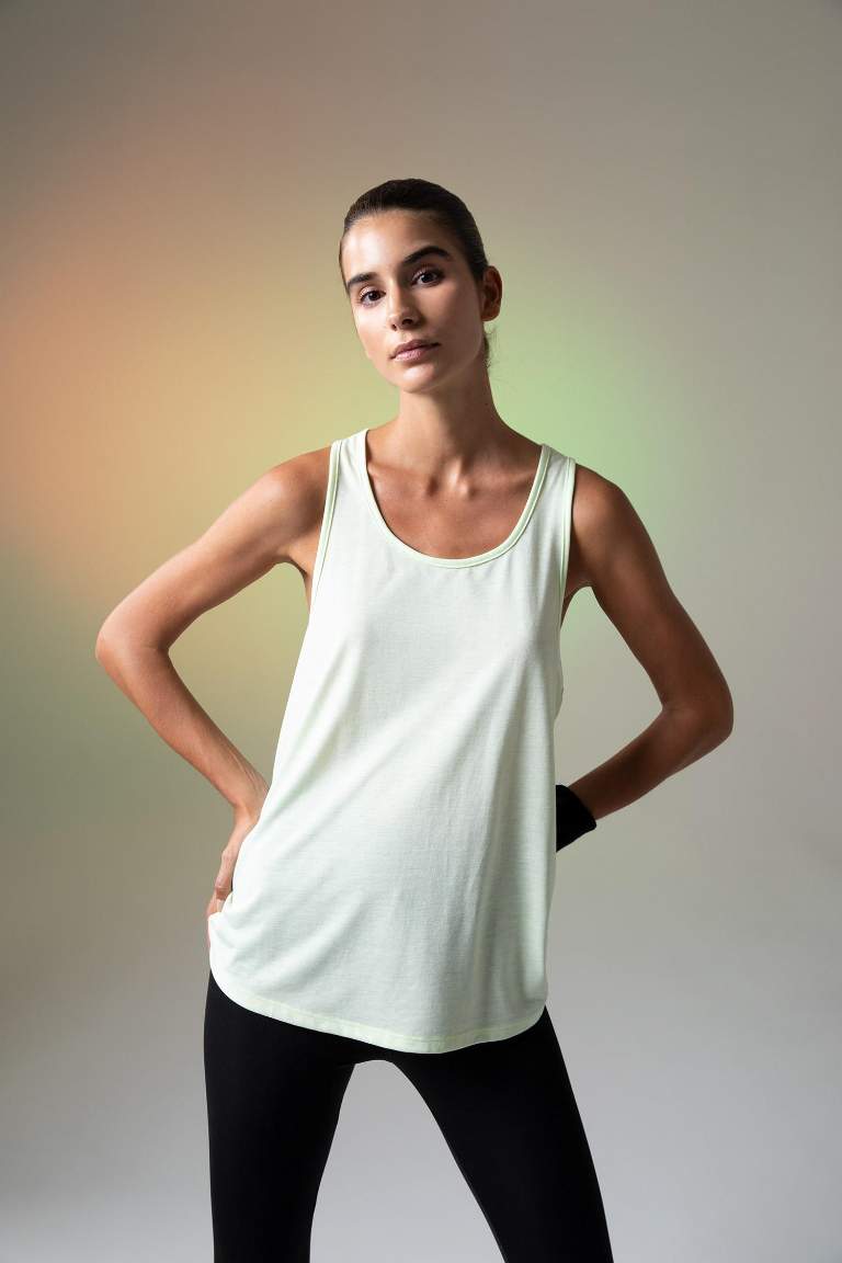 DeFactoFit Standard Fit Crew-Neck Combed Tank Top