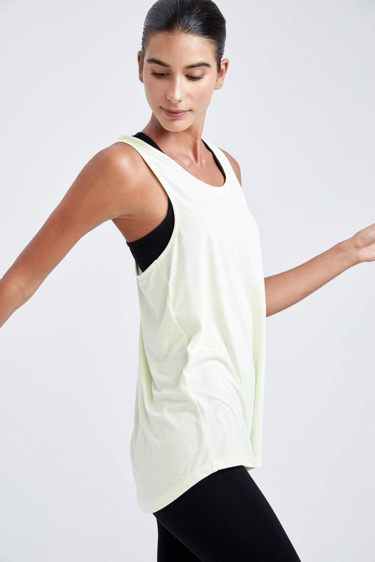 DeFactoFit Standard Fit Crew-Neck Combed Tank Top