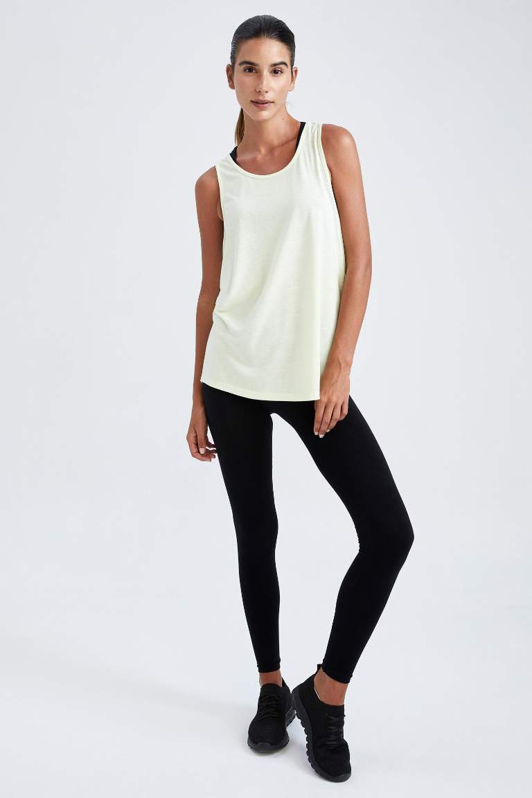 DeFactoFit Standard Fit Crew-Neck Combed Tank Top