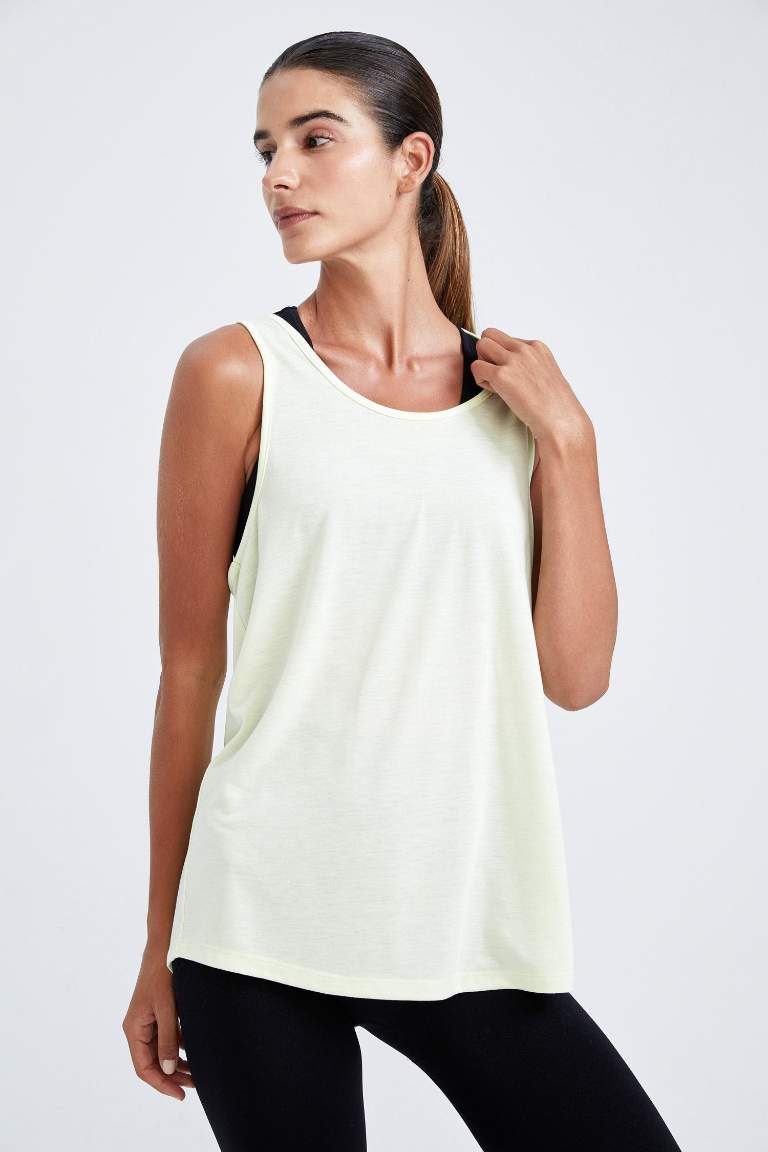 DeFactoFit Standard Fit Crew-Neck Combed Tank Top